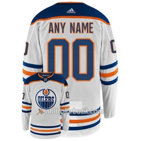 Män Ishockey Edmonton Oilers Tröja med eget tryck  Adidas Vit Authentic